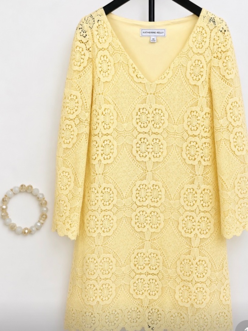 Katherine Kelly Lemon Crochet Lace Long-Sleeve Dress